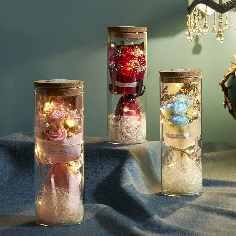 Китайский подарок на День святого Валентина, креативный подарок, голубой цветок из дробленого льда, сушеная роза, букет ко Дню учителя для подруги учителя, доставка