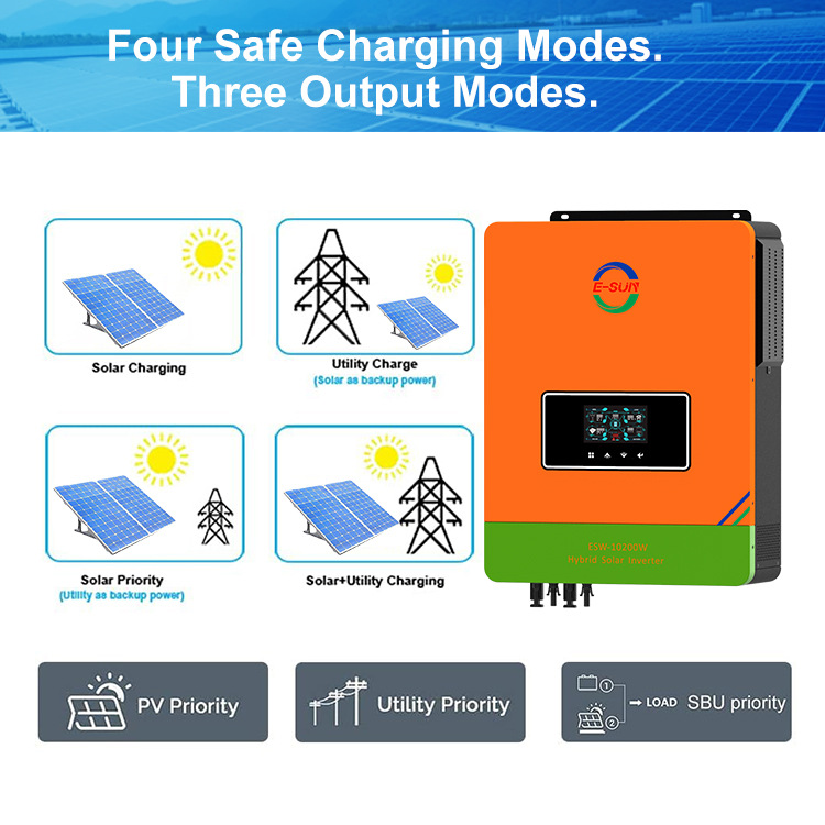 Solución de sistema de almacenamiento de energía doméstica para inversor solar conectado a la red de alta eficiencia de 10KW