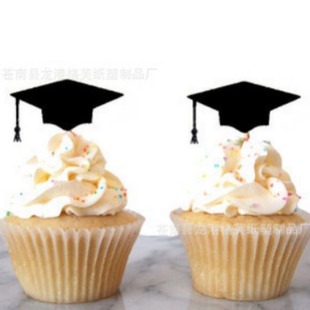 Graduation cap toothpick flag 2022 graduation season wine cup straw wine party decoration food signature cake Signature