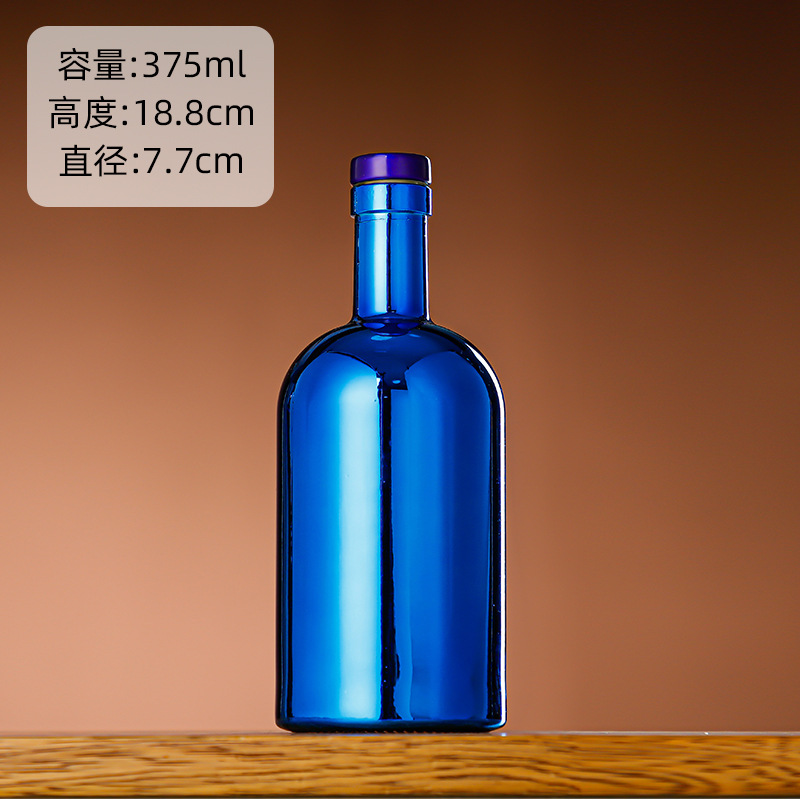 Galvanoplastia botella de vino de vidrio vodka botella de hielo botella de bebida de gama alta botella de vino extranjero botella de vino tinto chapado en oro botella vacía al por mayor