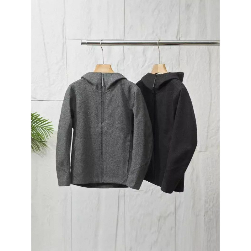 Men's Spring Wool Softshell Outdoor Breathable Hooded Loose Fleece Warm Wool Jacket Coat