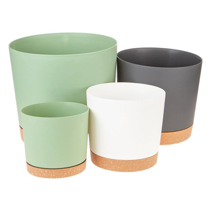 Круглый прямой пластиковый цветочный горшок Anthony Балкон Двор в горшке Зеленый Diarryl Tree Цветочный горшок с подносом