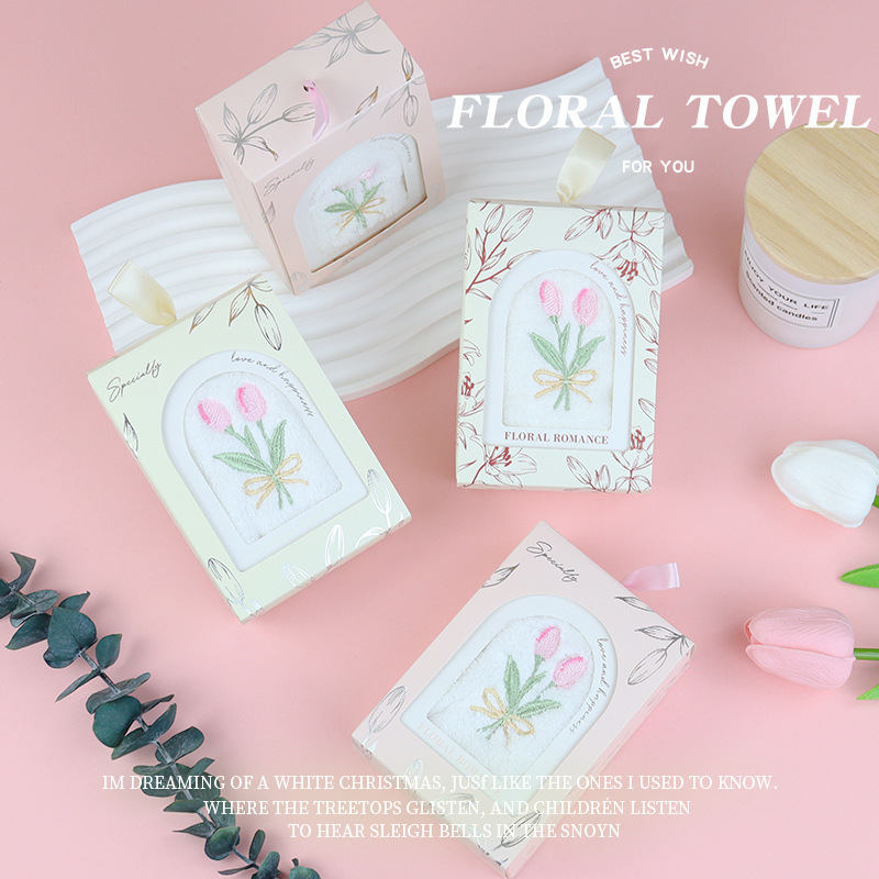 Towel Gift Box Set for Wedding Guests and Bridesmaids, Embroidered Towel, Practical Item, Small Gift, Hand Towel