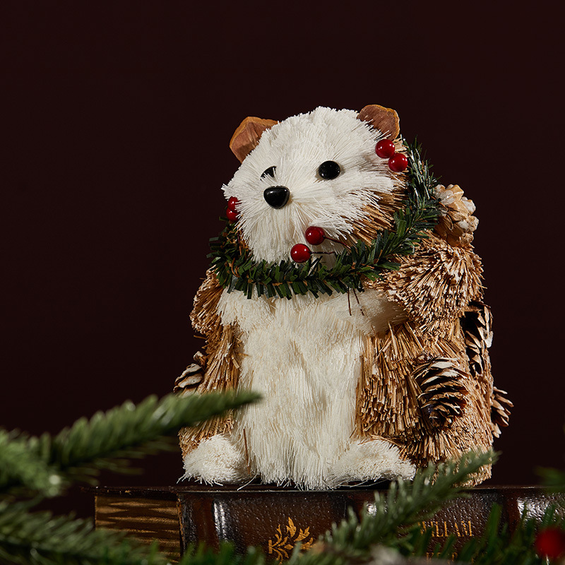 Diseño de animales de Navidad de madera transfronterizo de paja de simulación conejo ornamentos nórdicos de Navidad decoración balcón