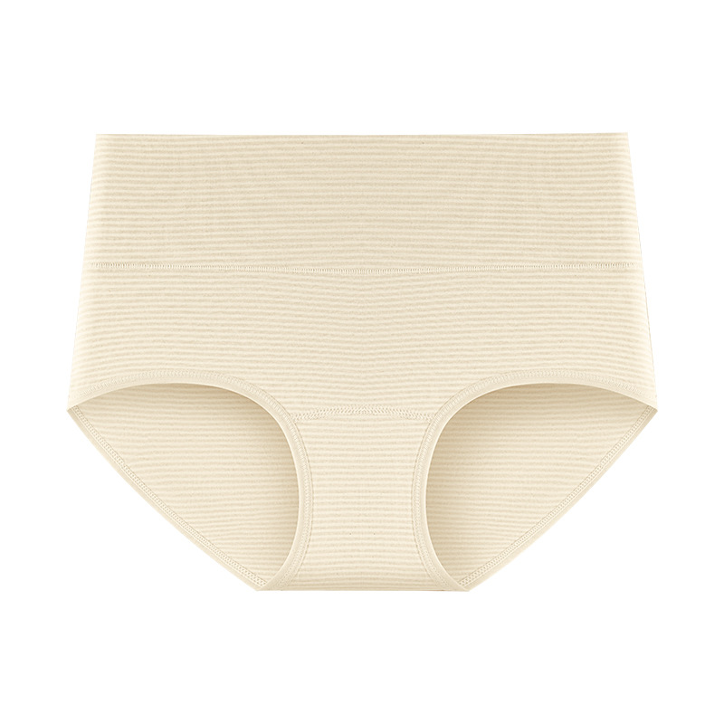 Ropa interior transpirable de cintura alta de algodón de color teñido sin impresión natural 10A entrepierna larga entrepierna antibacteriana entrepierna cadera calzoncillos de mujer