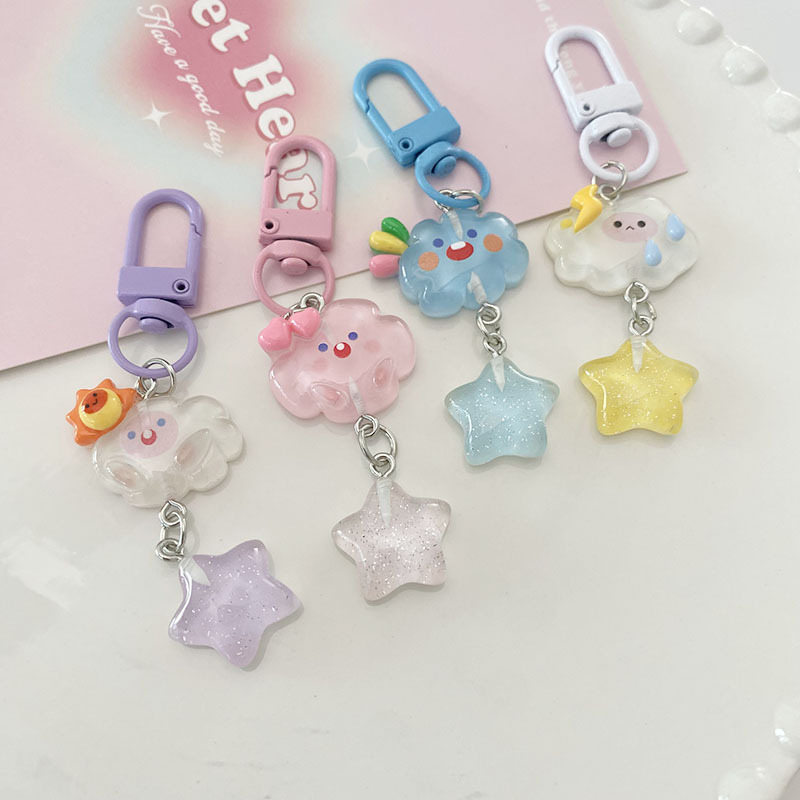 lavero transparente con forma de nube y estrella brillante, estilo ins, lindo adorno para mochilas o regalo para chicas