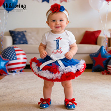 跨境美国庆典狂欢新生婴儿卡通包屁哈衣蓬蓬裙套装独立日宝宝服饰