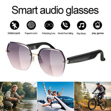 2025新款无框切边渐变蓝牙眼镜欧美复古金属框太阳眼镜跨境音频