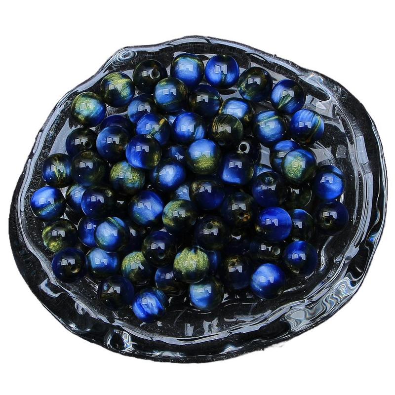 幻彩鎏金梦幻星空仿猫眼流沙金树脂圆珠手工diy手串项链饰品配件|undefined