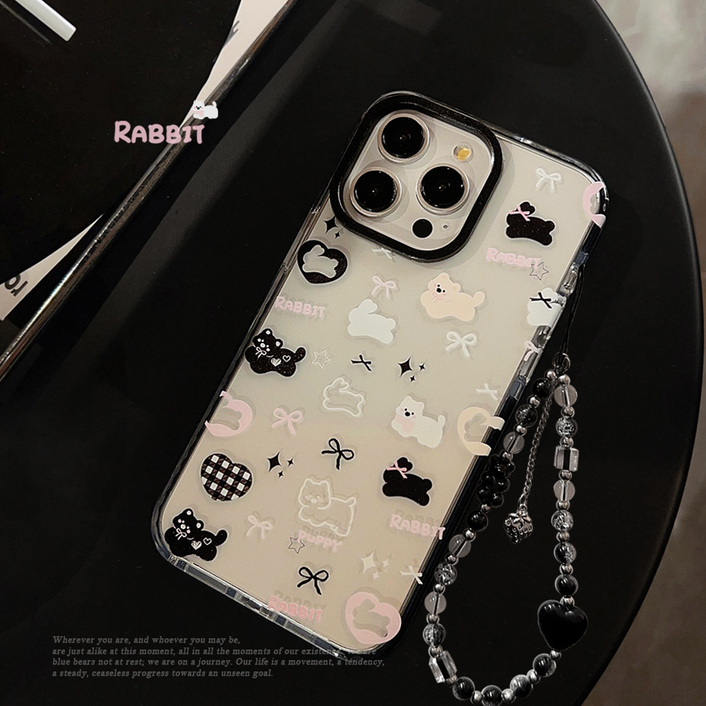 Funda de teléfono móvil con lazo estilo coreano para iPhone 14, Apple 15 Pro Max, 13, 16, 11, con cuerda anticaídas.