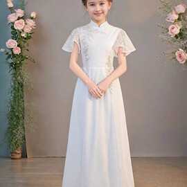 儿童古筝服2026年新中式立领雪纺二胡演奏礼服女童民乐古筝演出服