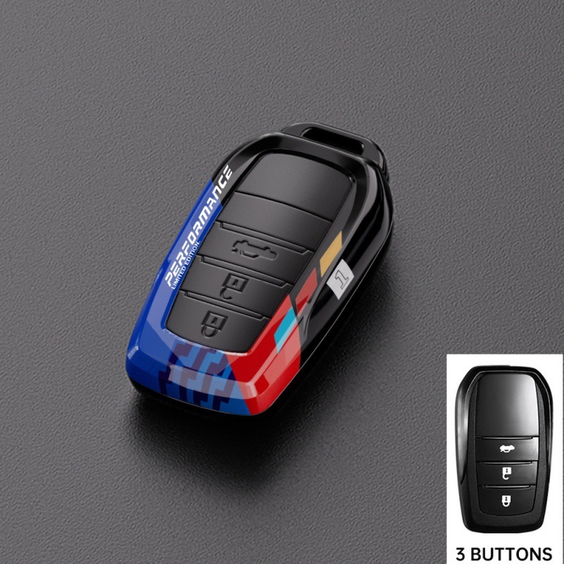 トヨタ車のキーカバー、カローラ、CHR、ハイランダー、レイリン、カムリ、RAV4に適しています。カーボンファイバー塗装。|undefined