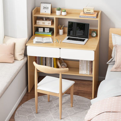 solid wood desk bookshelf one Small apartment simple and easy small-scale The computer table household Learning table student Writing