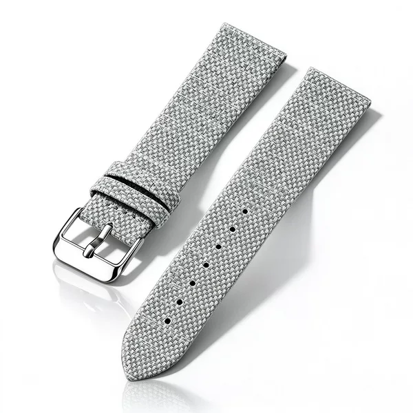 Fabric Woven Watch Strap in Silver Gray with Silver Pin Buckle, Simple and Stylish, Unisex, Replacement Fabric Watch Strap Accessory
