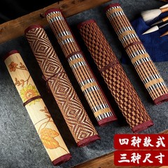 大量批發文房四寶毛筆筆簾 捲毛筆袋 四邊包布竹筆簾收納書法用品