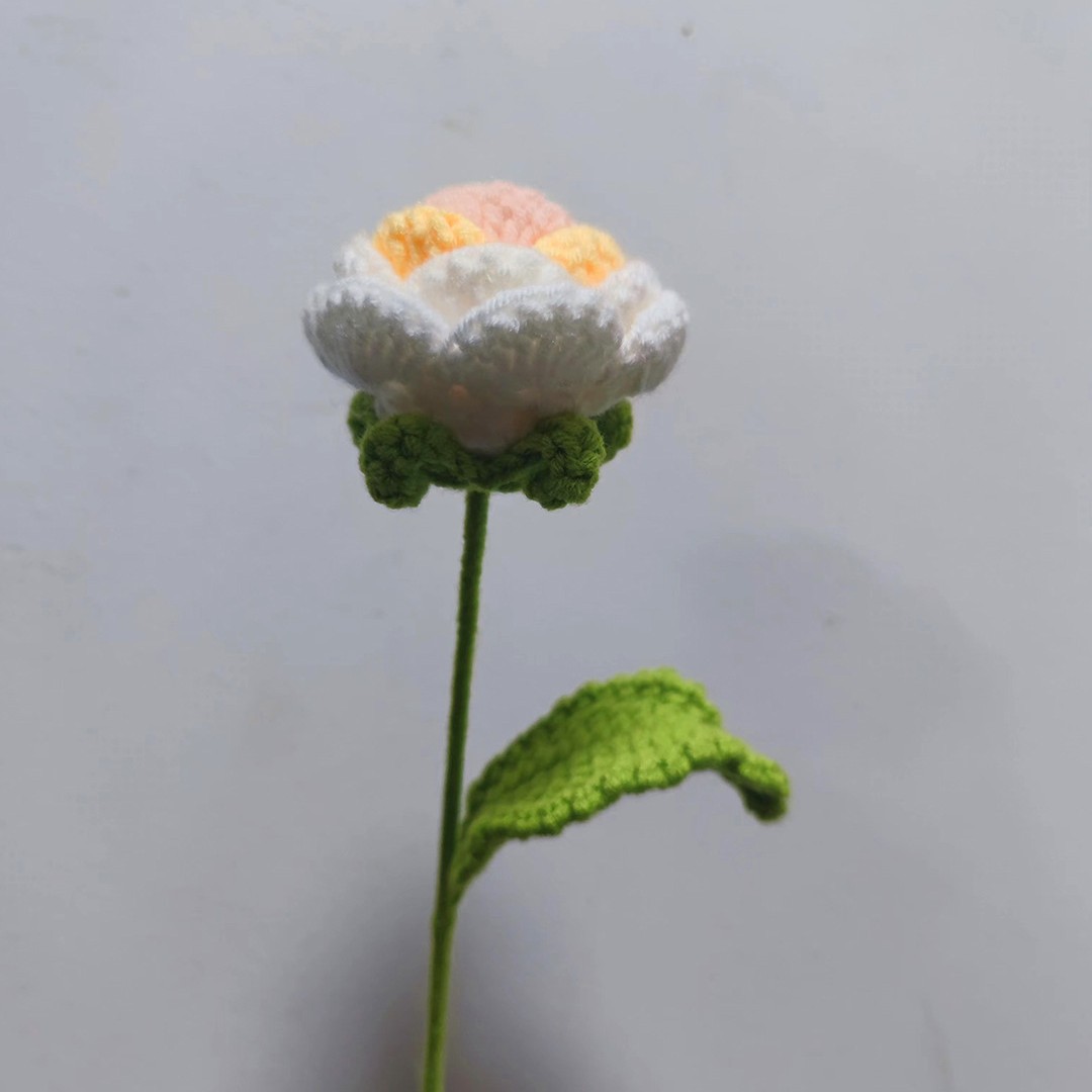 Hecho a mano artificial Rosa acabado lana tejida Rosa crochet decoración del hogar ramo regalo Día de San Valentín