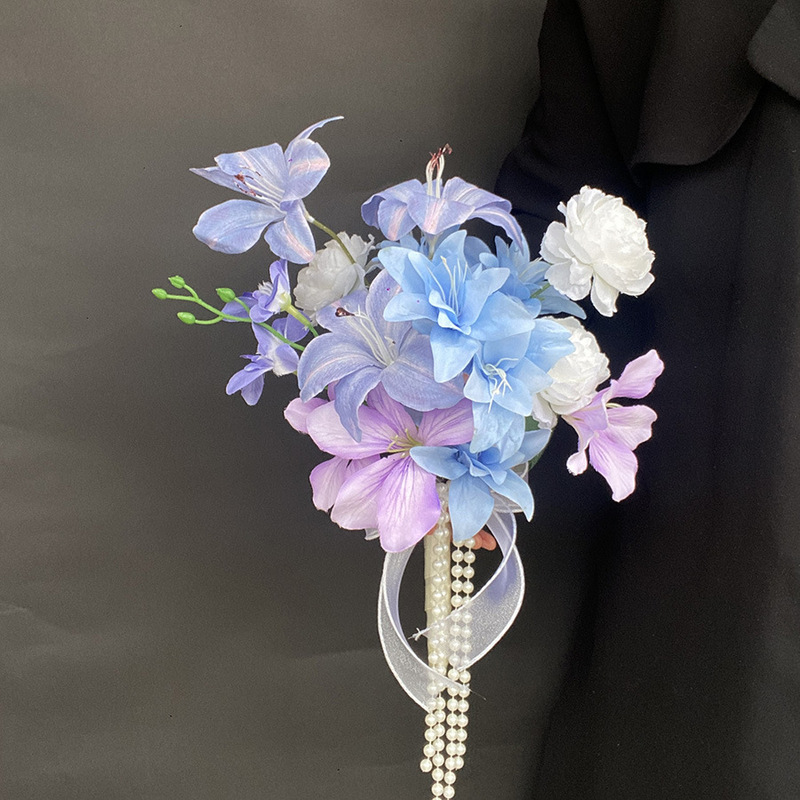 新しい紫色のニッチな手持ち花、造花、花嫁の結婚式の証明書登録、卒業写真小道具、ホーム|undefined