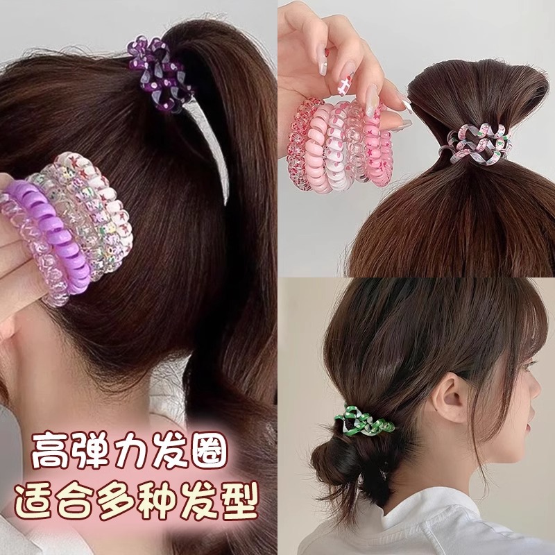 Dolce color cable telefónico cabello anillo de cabello cuerda de cabello mujer simple sin marcas cuerda de cabello no daña el cabello banda de goma cubierta de cabello