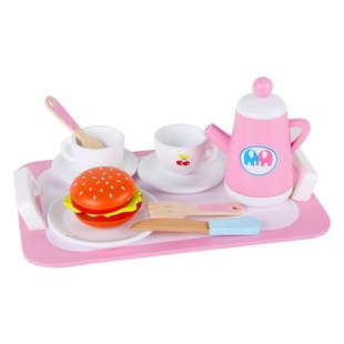 Wooden Toys for Young Children Play House Simulation Tea Set Cake Bread Afternoon Tea Birthday Gift Toys for Baby