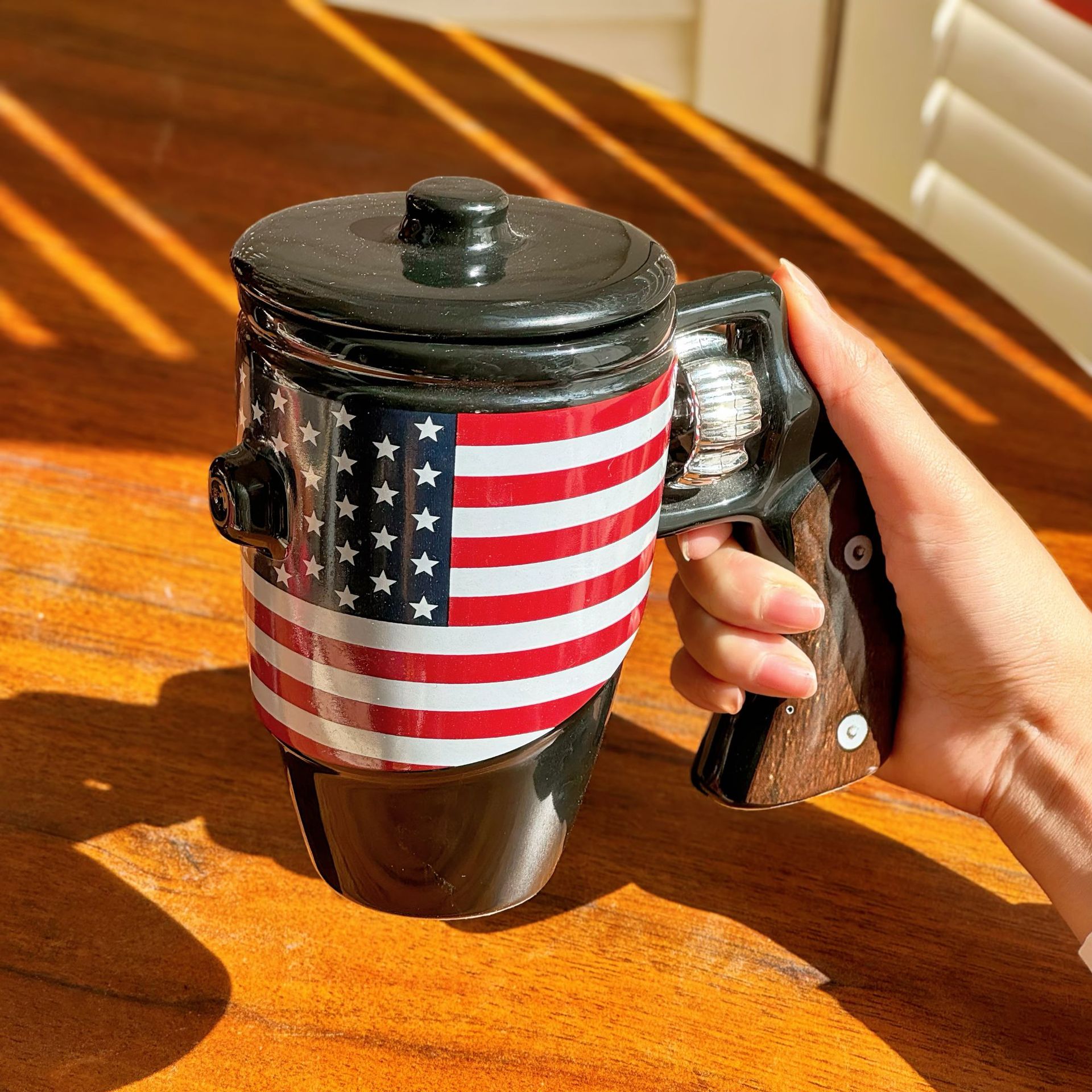 Amazon Transfronterizo TK Revolver Taza Estrela Bandera Taza de Cerámica Creativa Taza de Café Bandera de Estados Unidos