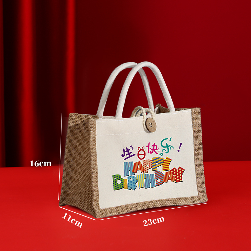 Nuevo bolso de lino estudiante caja de almuerzo ropa de protección del medio ambiente compras bolso ojo bolsa de lino bolso de lona