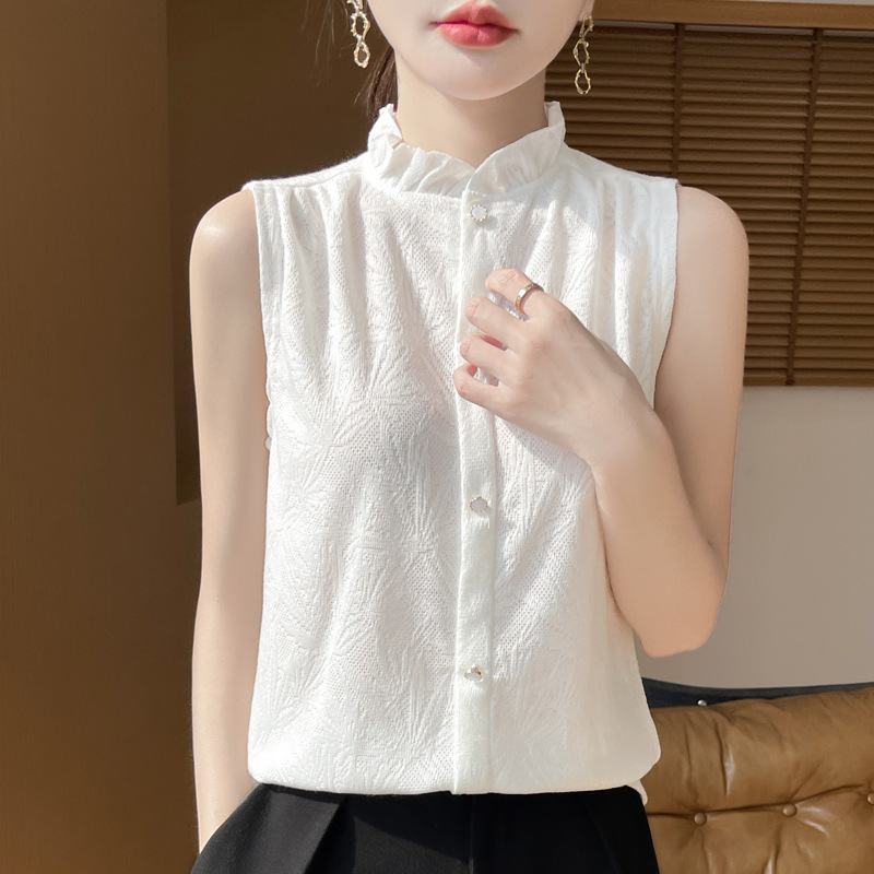 High-End Camisole with Lace Collar, Sleeveless Shirt, Suit, Knitted Bottoming Shirt, Versatile Top