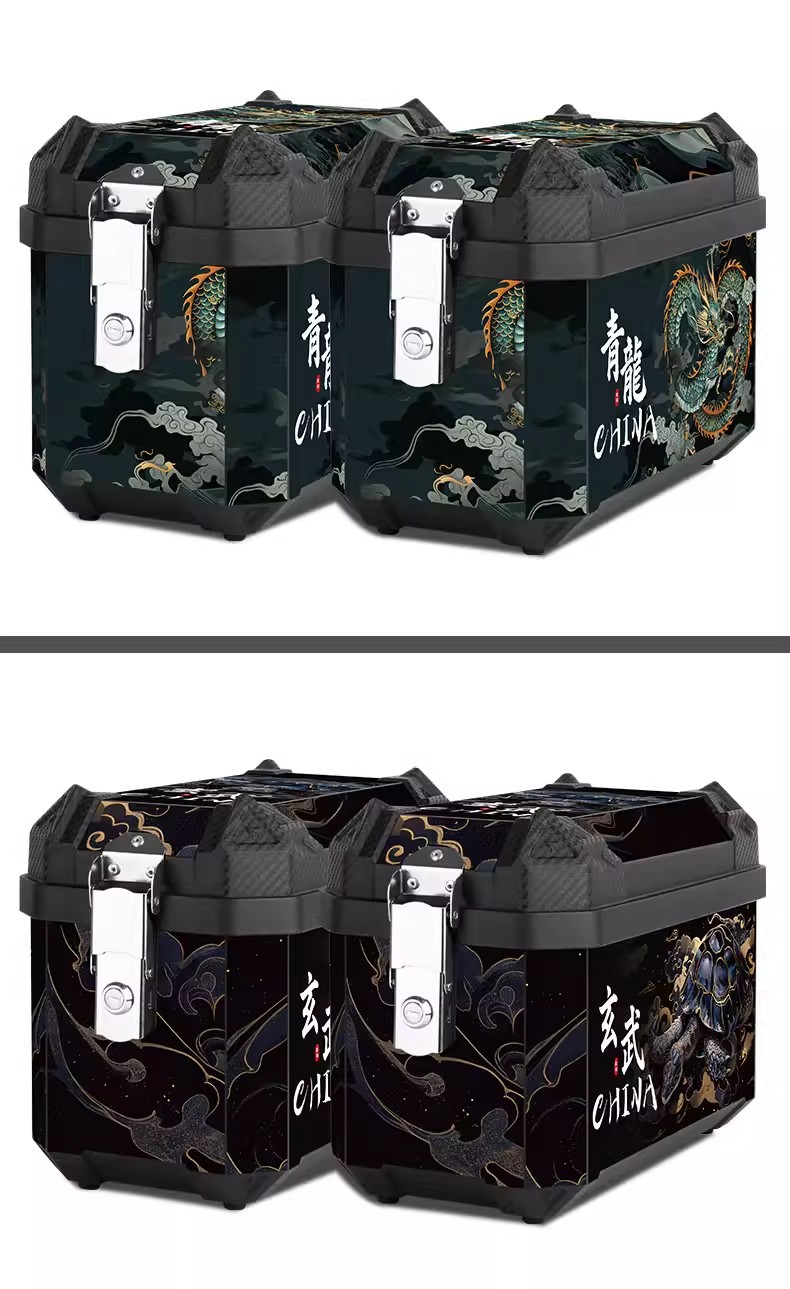 Motorcycle Tail Box, Large-Capacity Side Box, Waterproof and Crash-Resistant, Universal for Three-Box Electric Scooters, Non-Aluminum Alloy Trunk