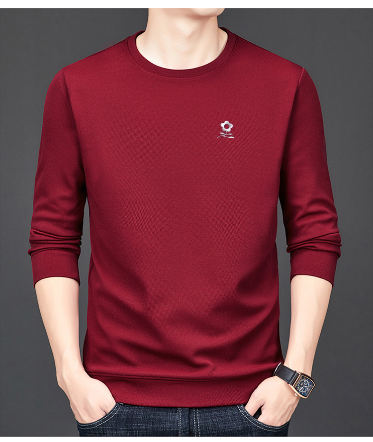 Áo thun nỉ cotton cổ tròn tay dài nam — màu xám đậm chi tiết 11