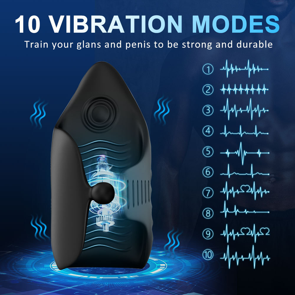 Wearable Vibrating Penis Trainer, Silicone Electric Stimulation Device, Black — detail image 1