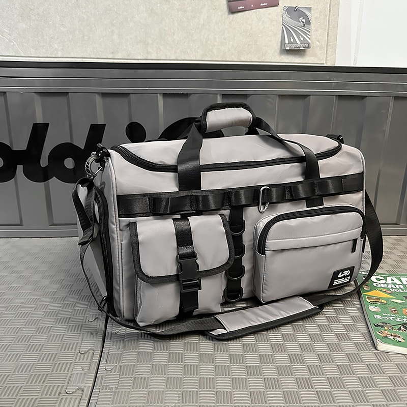 Bolsa de viaje corto de gran capacidad de moda masculina color contraste mochila deportiva bolsa de viaje mochila de separación seca y húmeda