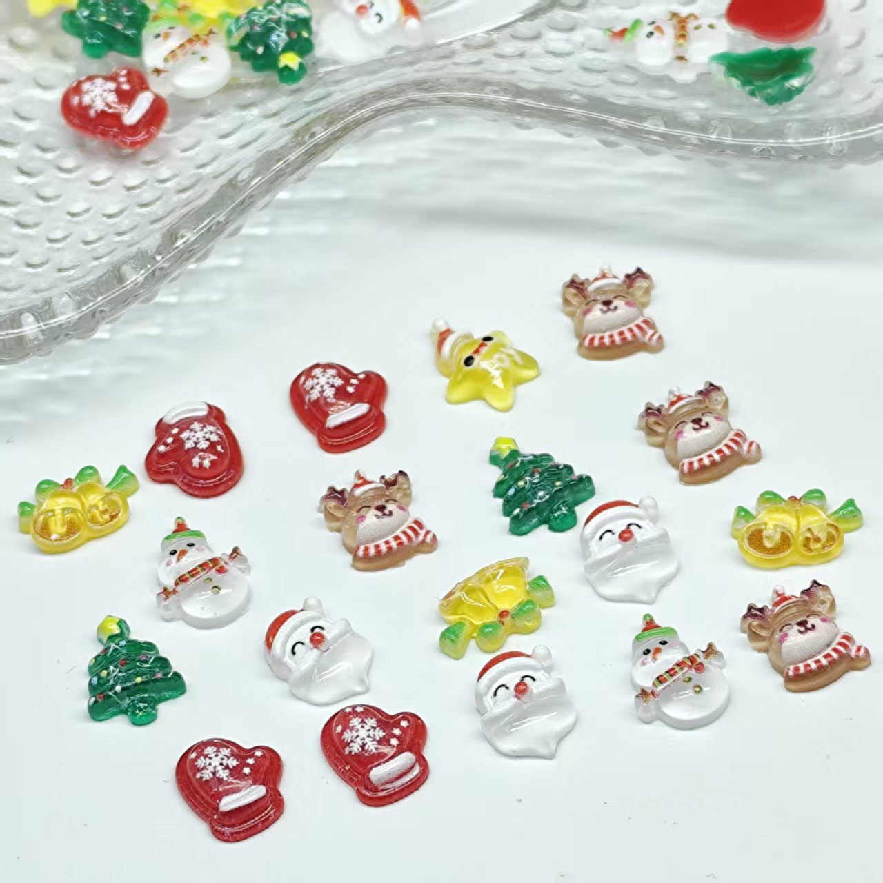 Cartoon Christmas Series Resin Nail Art Ornaments Handmade DIY Fingertip Ornaments Drill Cartoon Resin Material Accessories