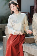 中式风新少女改良旗袍连衣裙复古国风套装唐装上衣汉服两件套秋冬