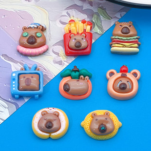 New Food and Play French Fries Capibala Capibala Hairpin Water Cup Shoe Buckle DIY Cream Glue Patch Resin Matching
