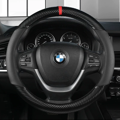 Steering wheel cover Pattern Car Steering Wheel Cover - cfz-sports-all-black-round-perforated-carbon-fiber-pattern-38cm