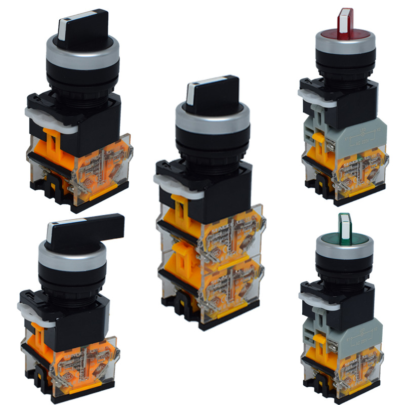 按钮开关指示灯二位三位带灯旋钮钥匙急停长柄旋钮LA38(38/39)11