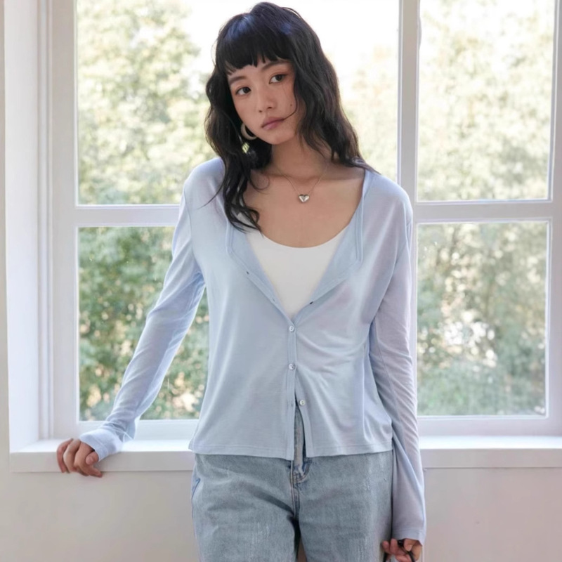 Summer 2025 New Lyocell Wool Acetate Tencel V-neck Skin-friendly Shirt Cardigan Textura Casual 9750 Summer 2025 New Lyocell Wool Acetate Tencel V-neck Skin-friendly Shirt Cardigan Textura Casual 9750