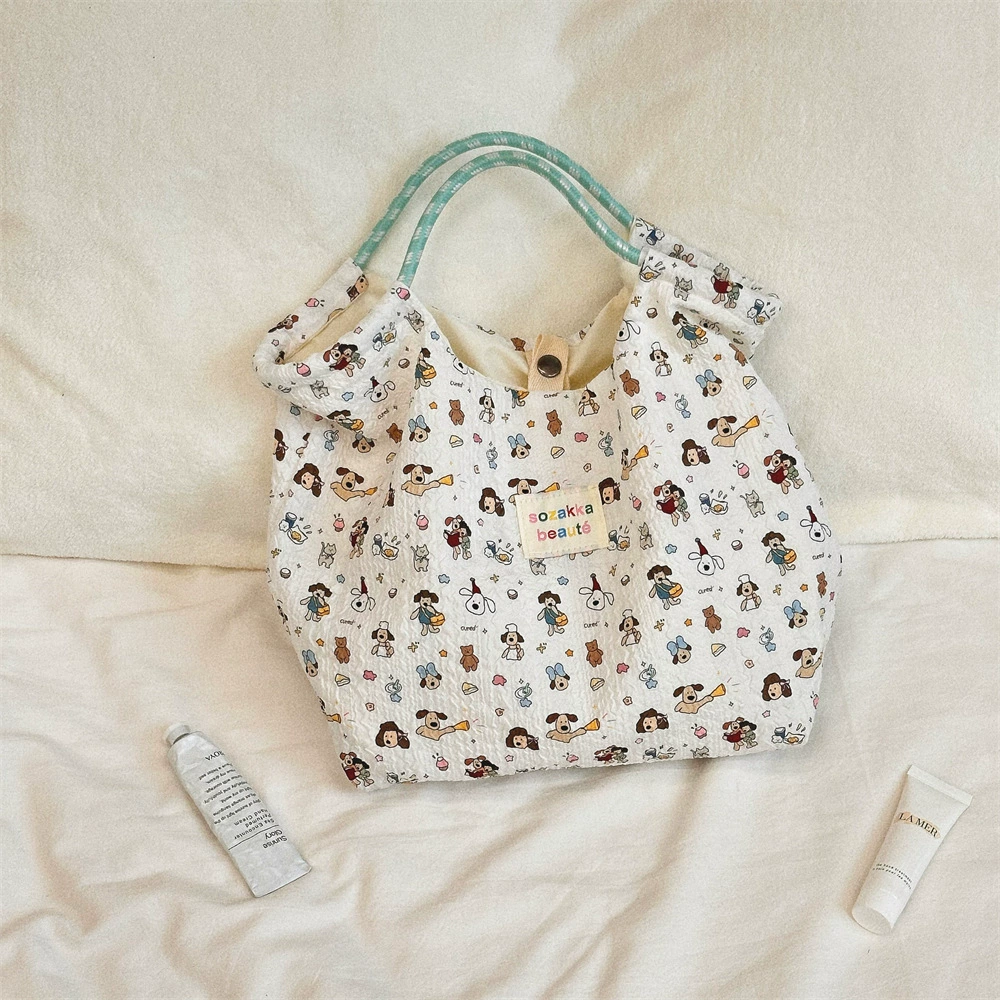 贝格箱包 Cartoon shoulder bag, one-shoulder bag, shopping bag, cloth bag to go out, South Korea