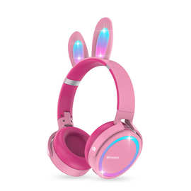 PM05 LED发光可爱兔耳朵头戴式无线卡通蓝牙游戏耳机 工厂直供