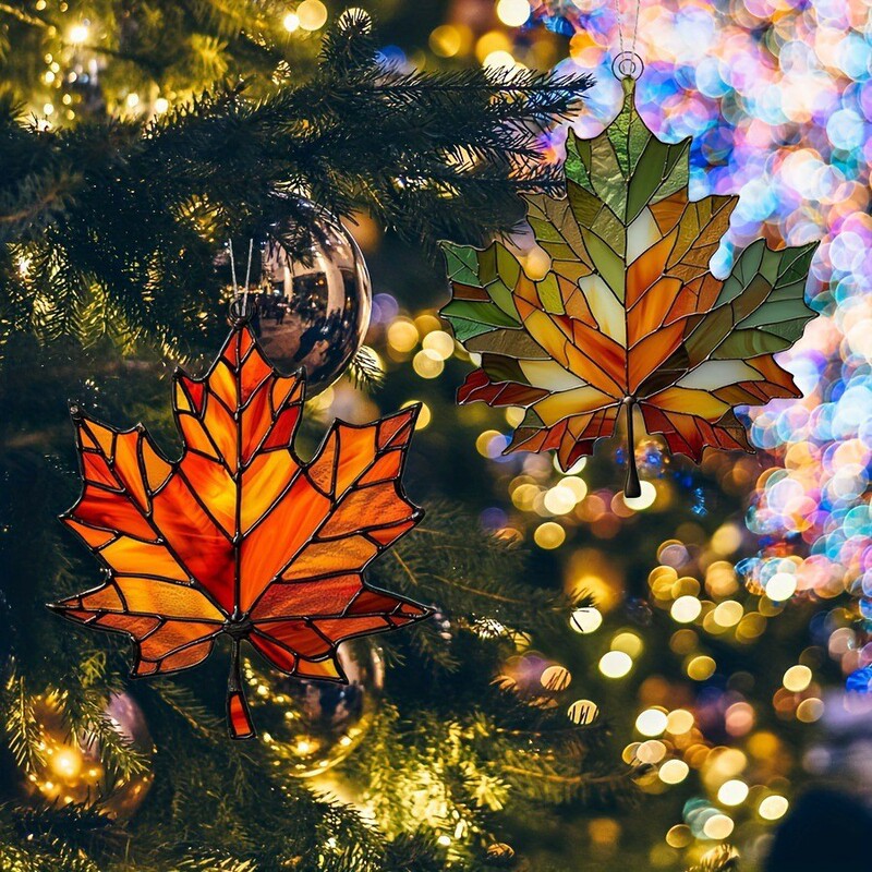 Cross-Border New Acrylic Maple Leaf Thanksgiving Pendant Decorations Christmas Home Decoration Gifts