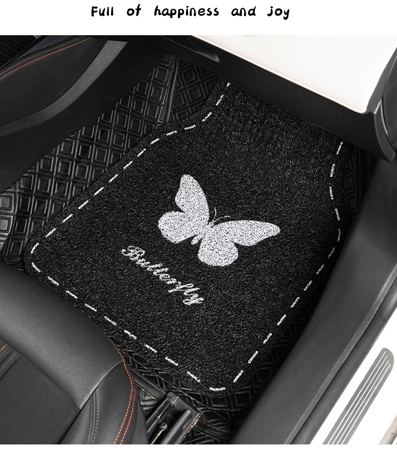 Blue Rain Car Floor Mat for Main Driver, Cute Girl Car Anti-Dirt Foot Mat, Car Carpet, Car Mat, Floor Mat, Wire Loop