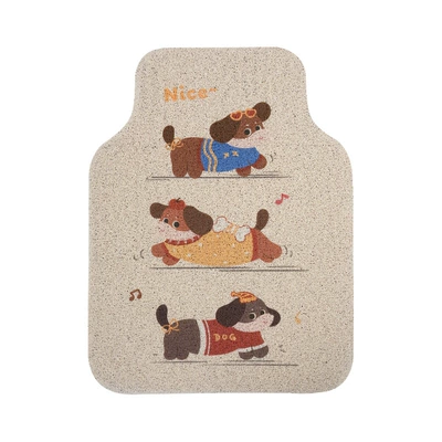 Blue Rain's New Car Floor Mats, Creative Cartoon Puppy Silk Loop Floor Mats, Easy to Care For, Can Be Cut, Wholesale Car Floor Mats (Universal Foot Pad) - apple-puppy-foot-pads-before