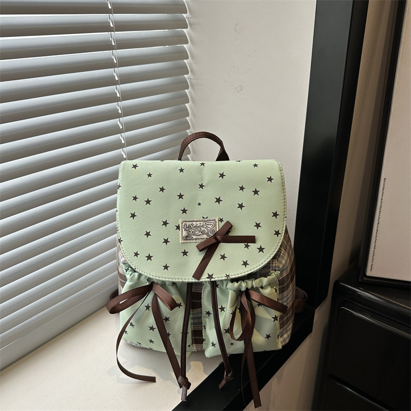 Small Retro Oxford Fabric Drawstring Backpack For Women High End_voghion.com