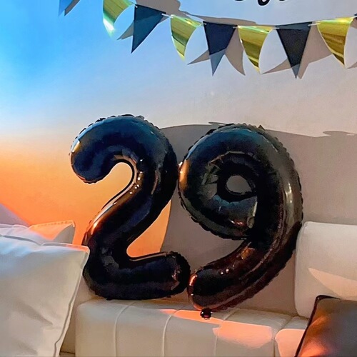 32-inch 40-inch black ins large digital birthday balloon photo props first-year party scene decoration