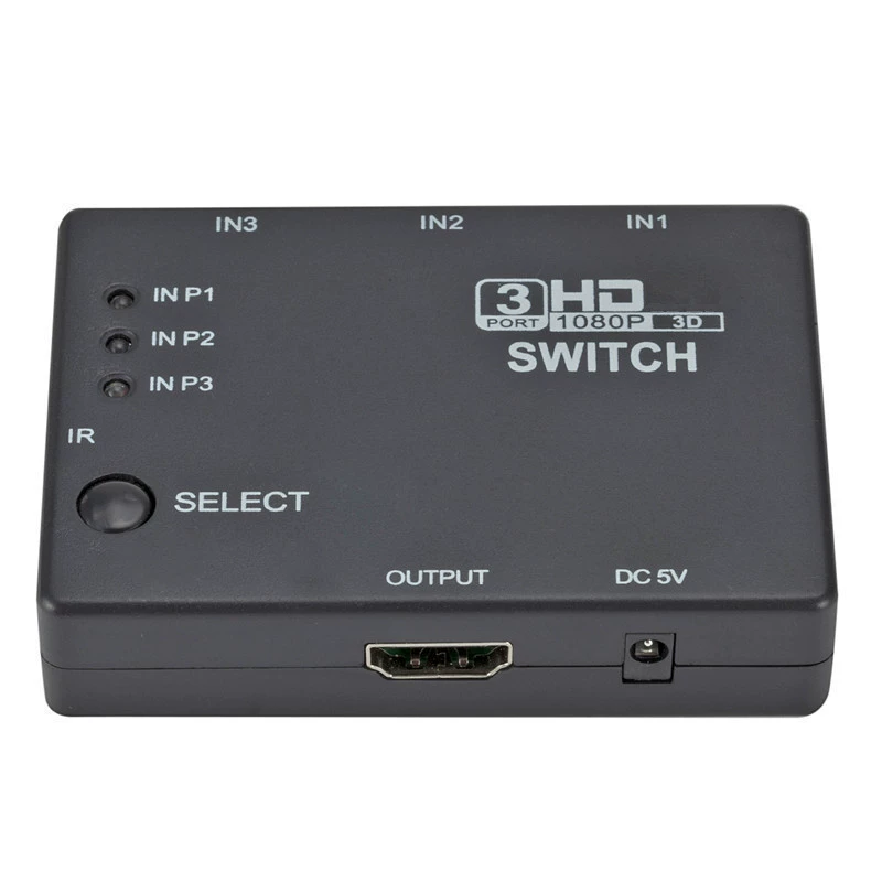 HDMI-переключатель 3-входа в 1-выход с встроенным ИК-приёмником, HDMI 3 входа 1 высокоразрешающий конвертер