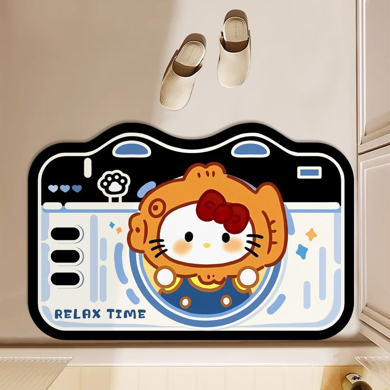 可爱凯蒂猫硅藻泥浴室吸水速干垫入户防滑门垫家用门口装饰脚垫|undefined