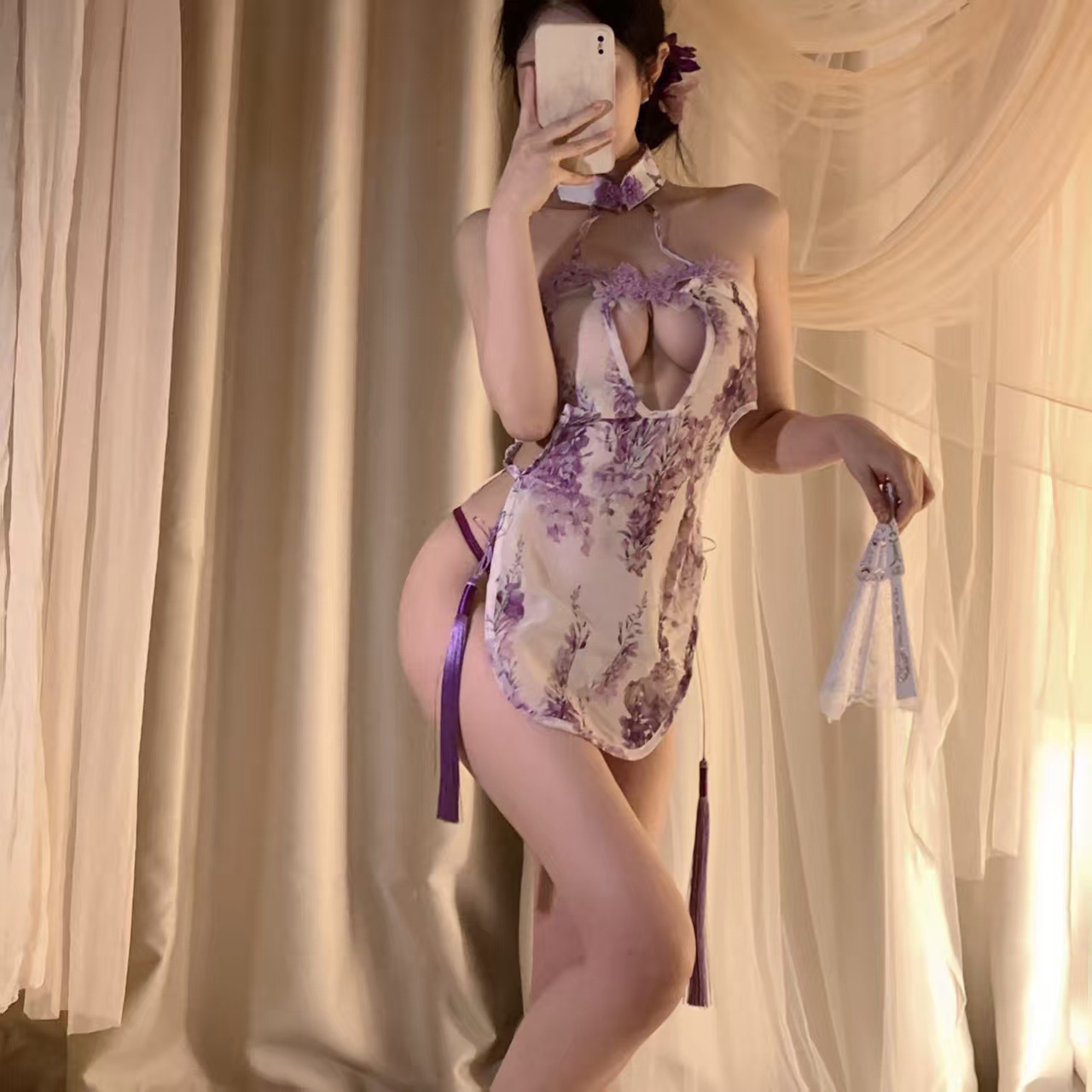 퍼플 라임 뷰티 [치파오+티팬츠]