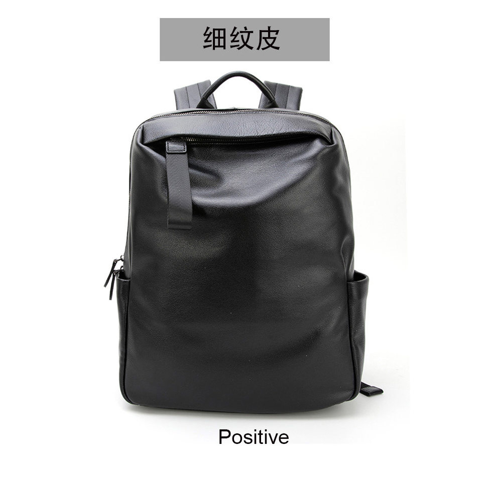 Ba lô nam da bò đầu lớp công sở đa năng, ngăn máy tính 14 inch, dung tích lớn đi công tác — Da Nappa màu đen, mô hình TOGO chi tiết 16