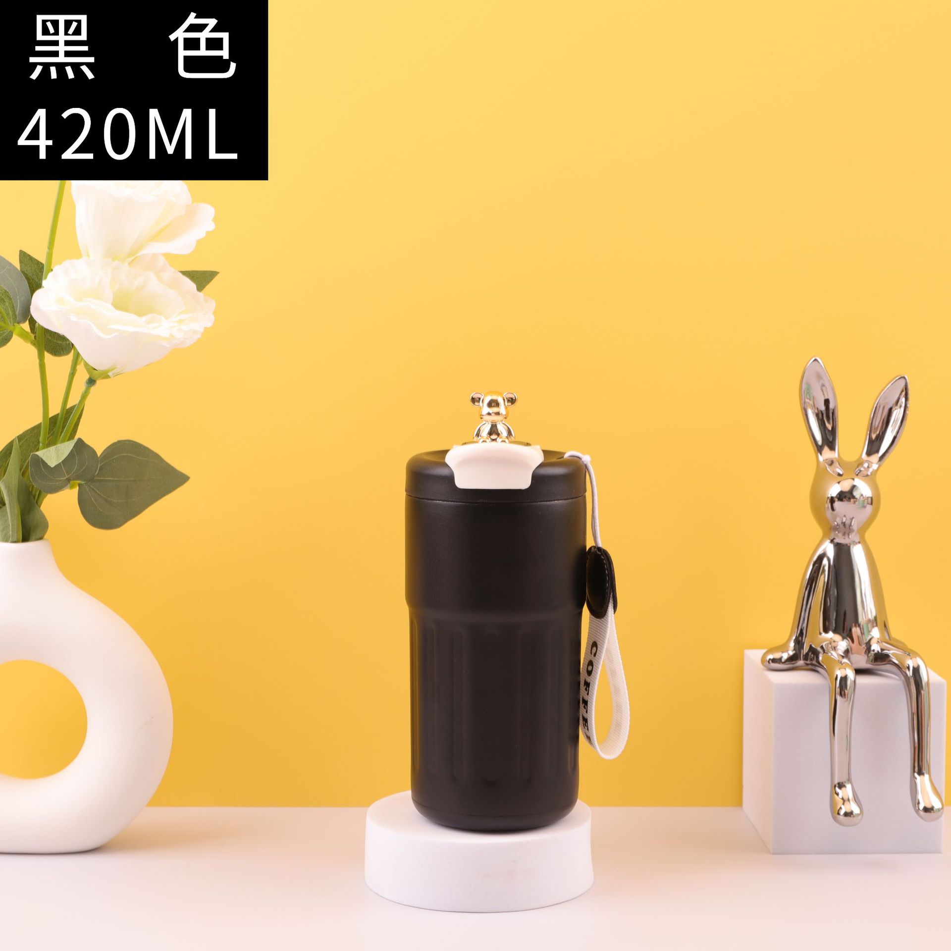 Red caricatura oso 316 taza de café de acero inoxidable caliente inteligente caliente portátil taza caliente taza de estudiantes