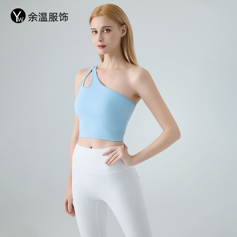 European and American One-shoulder Crossbody Sports Vest Women's Outer Wearing Comfortable Beautiful Back Running Quick-drying Fitness Yoga Bra