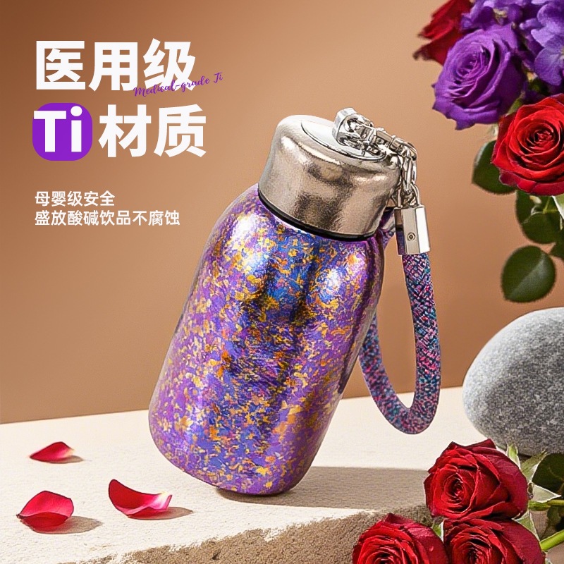 Taza de aislamiento de titanio puro de alto valor nominal de doble capa de titanio taza de bolsillo creativa taza de agua compacta y conveniente taza de negocios de alta calidad para hombres y mujeres